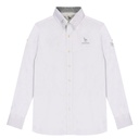 [DMN1BB1501106 / 852-L] Men's School Long Sleeve Shirts (WHITE WITH GRAY LOGO, L)