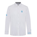 [DBY1BB6801109 / 855-120] Boy's Long Sleeve Shirts (WHITE WITH AZURE LOGO, 120 (7-8Yrs))