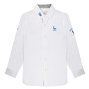 [DBY1BC6801103 / 855-90] قميص كم طويل (أبيض مع شعار أزرق لازوردي, ٩٠(٢ سنوات))
