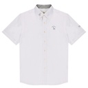 [DMN1BC1501105 / 852-XS] Men's Short Sleeve Shirt (WHITE WITH GRAY LOGO, XS)