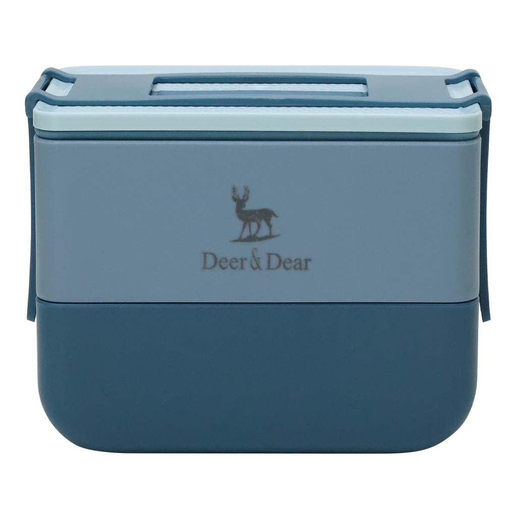 D&amp;D شنطة غداء بطبقتين من دير اند دير _D&amp;D Double Layer Lunch Box Set With Spoon
